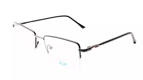 Soigné Unisex Medium Half Rim Rectangular Spectacle Frame.Black&Gold