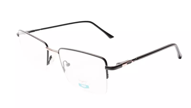 Soigné Unisex Medium Half Rim Rectangular Spectacle Frame.Black&Gold
