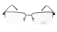 Soigné Unisex Medium Half Rim Rectangular Spectacle Frame.Black&Silver