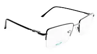 Soigné Unisex Medium Half Rim Rectangular Spectacle Frame.Black&Silver
