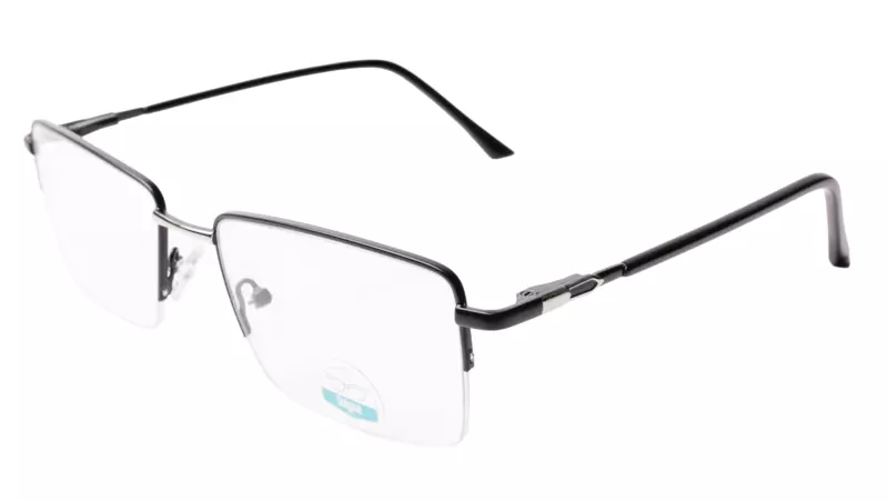 Soigné Unisex Medium Half Rim Rectangular Spectacle Frame.Black&Silver