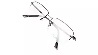 Soigné Unisex Medium Half Rim Rectangular Spectacle Frame.Black&Silver