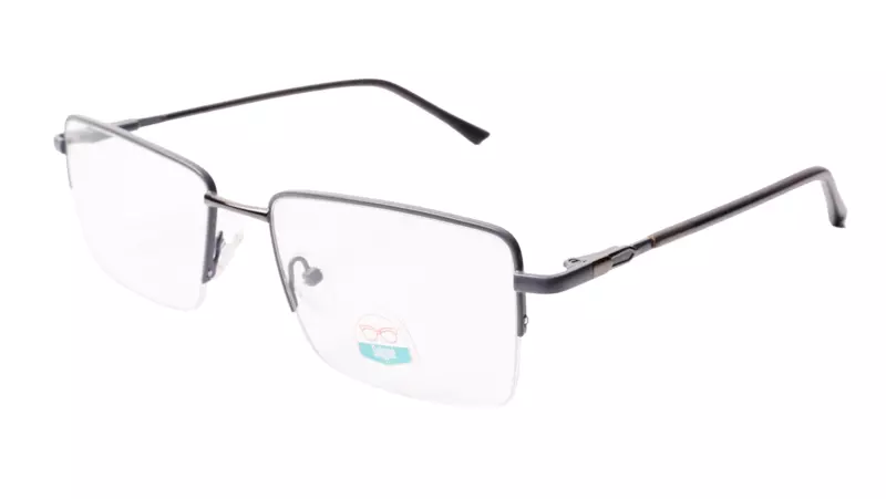 Soigné Unisex Medium Half Rim Rectangular Spectacle Frame.Grey Color