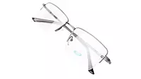 Soigné Unisex Medium Half Rim Rectangular Spectacle Frame.Grey Color