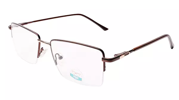 Soigné Unisex Medium Half Rim Rectangular Spectacle Frame.Bronze&Gold