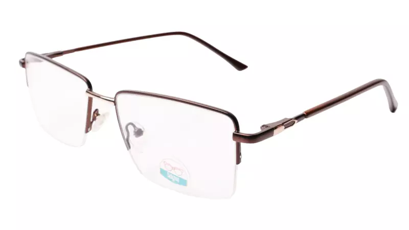 Soigné Unisex Medium Half Rim Rectangular Spectacle Frame.Bronze&Gold