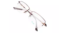 Soigné Unisex Medium Half Rim Rectangular Spectacle Frame.Bronze&Gold