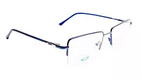 Soigné Unisex Medium Half Rim Rectangular Spectacle Frame.Blue&Silver