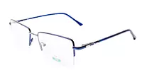 Soigné Unisex Medium Half Rim Rectangular Spectacle Frame.Blue&Silver
