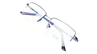 Soigné Unisex Medium Half Rim Rectangular Spectacle Frame.Blue&Silver