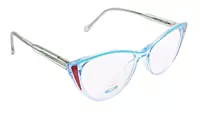 Soigné Female Medium Cat Eye Spectacle Frame.Clear Blue&Green