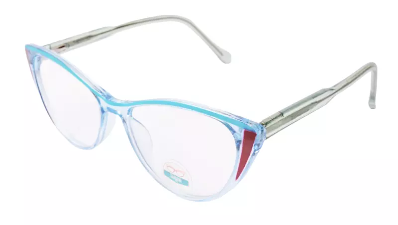 Soigné Female Medium Cat Eye Spectacle Frame.Clear Blue&Green
