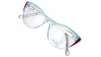 Soigné Female Medium Cat Eye Spectacle Frame.Clear Blue&Green