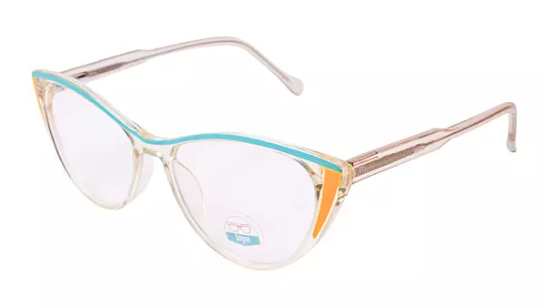 Soigné Female Medium Cat Eye Spectacle Frame.Clear Yellow&Green