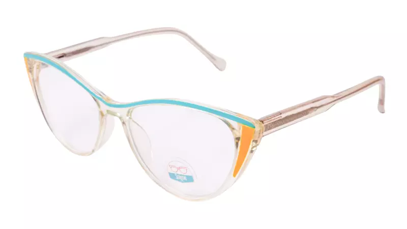 Soigné Female Medium Cat Eye Spectacle Frame.Clear Yellow&Green