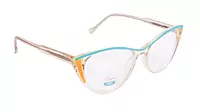 Soigné Female Medium Cat Eye Spectacle Frame.Clear Yellow&Green