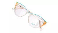 Soigné Female Medium Cat Eye Spectacle Frame.Clear Yellow&Green