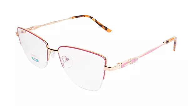 Soigné Female Half Rim Cat Eye Spectacle Frame.Pink&Gold