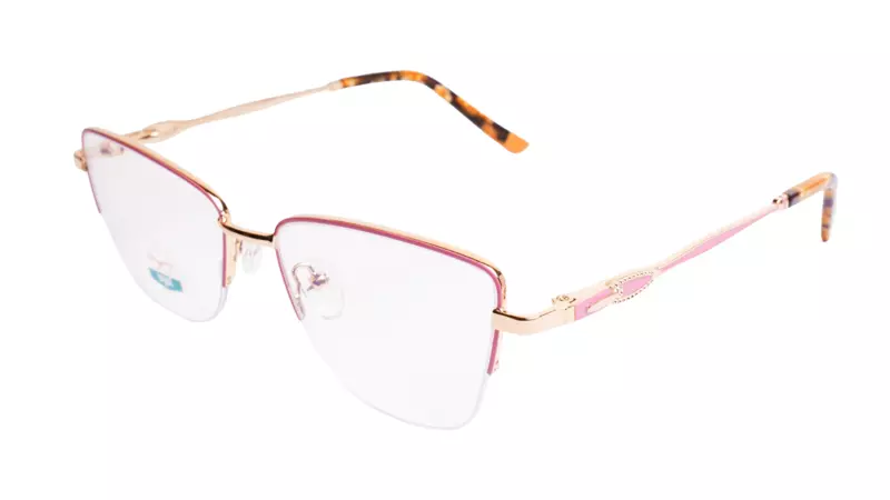 Soigné Female Half Rim Cat Eye Spectacle Frame.Pink&Gold
