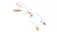 Soigné Female Half Rim Cat Eye Spectacle Frame.Pink&Gold
