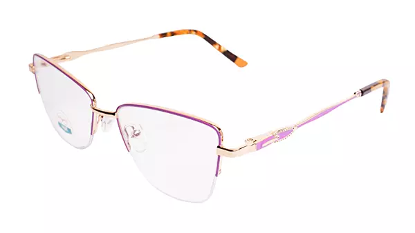 Soigné Female Half Rim Medium Cat Eye Spectacle Frame.Purple&Gold