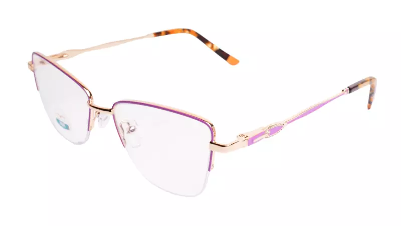 Soigné Female Half Rim Medium Cat Eye Spectacle Frame.Purple&Gold