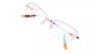 Soigné Female Half Rim Medium Cat Eye Spectacle Frame.Purple&Gold