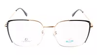 Soigné Unisex Oversized Square Spectacle Frame.Black&Golden