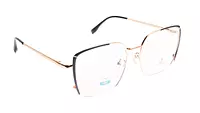 Soigné Unisex Oversized Square Spectacle Frame.Black&Golden