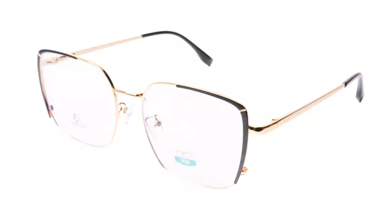 Soigné Unisex Oversized Square Spectacle Frame.Black&Golden