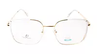 Soigné Unisex Oversized Square Spectacle Frame.White&Golden