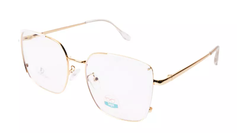 Soigné Unisex Oversized Square Spectacle Frame.White&Golden