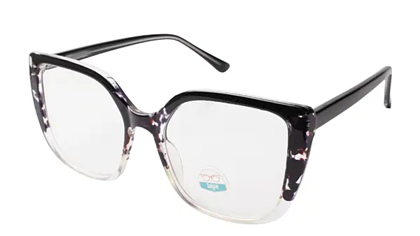 Soigné Female Oversized Cat Eye Spectacle Frame.Black&Transparent Color