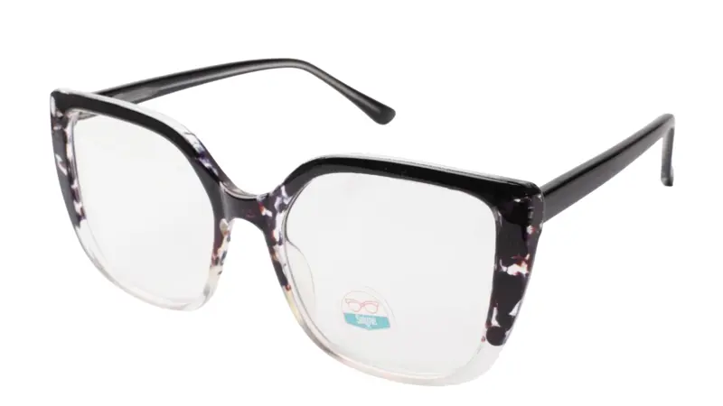 Soigné Female Oversized Cat Eye Spectacle Frame.Black&Transparent Color