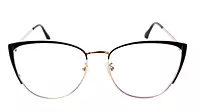 Soigné Female Large Metal Cat Eye Spectacle Frame.Gold&Black