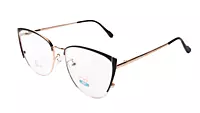 Soigné Female Large Metal Cat Eye Spectacle Frame.Gold&Black