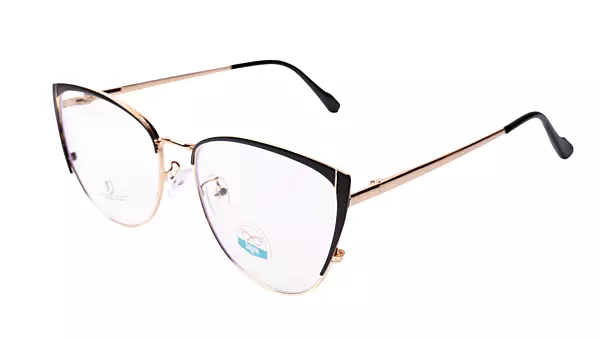 Soigné Female Large Metal Cat Eye Spectacle Frame.Gold&Black