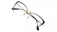 Soigné Female Large Metal Cat Eye Spectacle Frame.Gold&Black