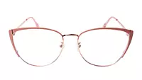 Soigné Female Large Metal Cat Eye Spectacle Frame.Rose Gold&Pink