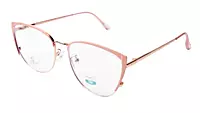 Soigné Female Large Metal Cat Eye Spectacle Frame.Rose Gold&Pink