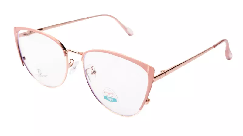 Soigné Female Large Metal Cat Eye Spectacle Frame.Rose Gold&Pink