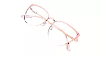 Soigné Female Large Metal Cat Eye Spectacle Frame.Rose Gold&Pink
