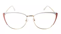 Soigné Female Large Metal Cat Eye Spectacle Frame.Gold,Pink&White