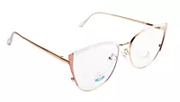Soigné Female Large Metal Cat Eye Spectacle Frame.Gold,Pink&White
