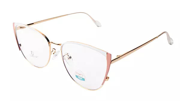 Soigné Female Large Metal Cat Eye Spectacle Frame.Gold,Pink&White