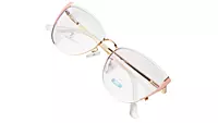 Soigné Female Large Metal Cat Eye Spectacle Frame.Gold,Pink&White