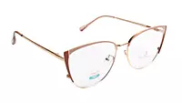Soigné Female Large Metal Cat Eye Spectacle Frame.Gold&Brown