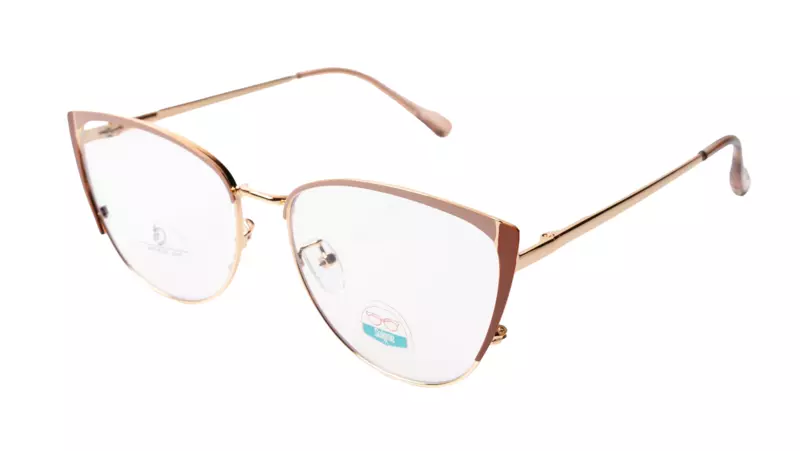 Soigné Female Large Metal Cat Eye Spectacle Frame.Gold&Brown