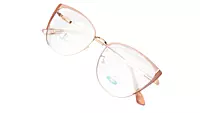 Soigné Female Large Metal Cat Eye Spectacle Frame.Gold&Brown