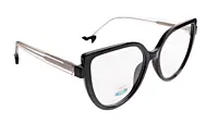 Soigné Female Oversized Cat Eye Spectacle Frame.Black Rim&Transparent Temples
